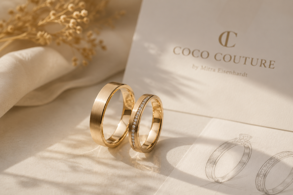 Individuell konfigurierte Trauringe in Gold bei Coco Couture in Buxtehude